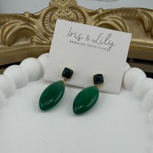 Iris & Lily Genuine Gemstone Earrings – Green Malachite & Jade Look ✨💚